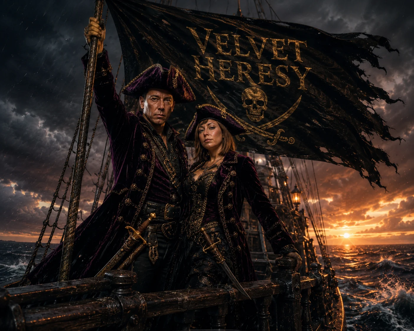 Velvet Heresy pirate crew aboard a ship